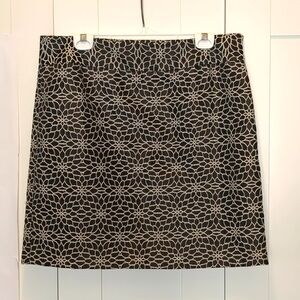 Floral Black and White Mid Length Skirt